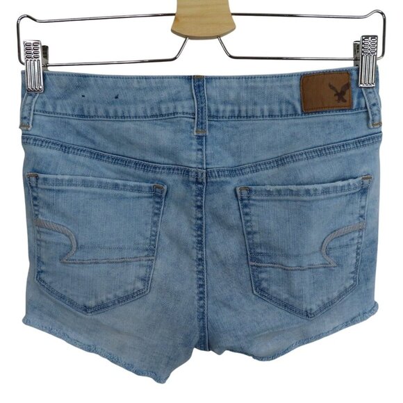 American Eagle Womens 4 Super Stretch Hi Rise Shortie Embroidered Roses Denim - Picture 4 of 9